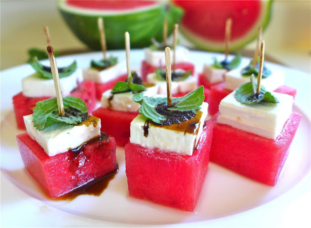 Watermelon & Feta Bites w/Balsamic Drizzle