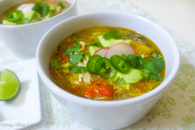 Crock Pot Green Chile & Chicken Soup - Honey Ghee and Me